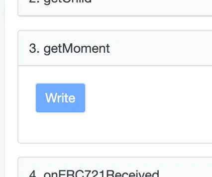 Etherscan の Write Contract で getMoment（引数なし）を呼ぶ画面（2022-04-19）