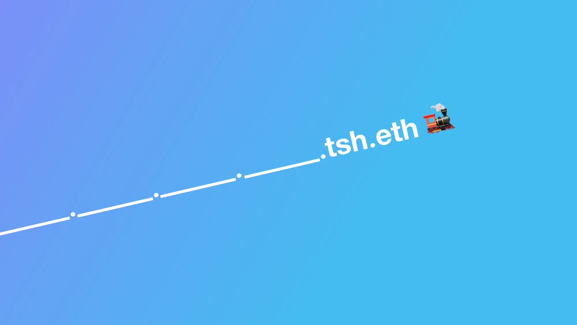 tsh.eth の後ろにサブネームが車両のように連なり、一つの名前が一本の線になる図
